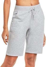 img 4 attached to 🩳 BALEAF Women's 10-Inch Cotton Athletic Bermuda Shorts - Long Lounge Yoga Walking Pajama Sweat Shorts with Pockets