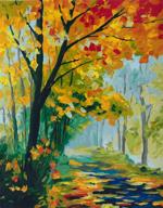 🎨 yxqsed framless diy oil painting kit - romantic love autumn (11) 16x20 inch: a perfect activity for adults and kids! logo