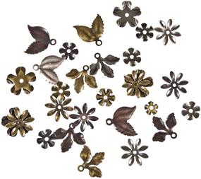 img 2 attached to Tim Holtz Idea-ology Metal Foliage with 🍃 Fasteners: Pack of 18, Various Sizes, Antique Finishes (TH92788)