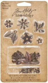 img 3 attached to Tim Holtz Idea-ology Metal Foliage with 🍃 Fasteners: Pack of 18, Various Sizes, Antique Finishes (TH92788)