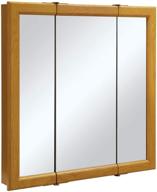 🔎 honey oak tri-view solid wood mirrored medicine cabinet by design house 545301, 30" w x 30" h logo