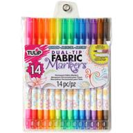 🌷 tulip fabric markers 14 pack - dual tip: fine & brush tips logo
