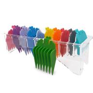 premium professional hair clipper guide combs: #3170-400, 10 color rainbow set, compatible with most whal clippers, cut lengths from 1/8 inch to 1 inch logo