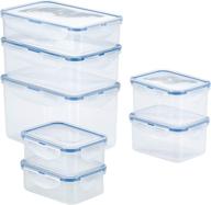 🍱 locknlock easy essentials food storage lids/airtight containers - bpa free, 14-piece set - rectangle shape, clear design логотип