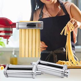 img 2 attached to 🍝 Улучшите свой миксер KitchenAid: насадки для электрической машины для приготовления пасты - нержавеющая сталь, листогиб, форма для равиоли и многое другое!