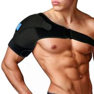 sixora shoulder brace - adjustable compression sleeve for men and women | neoprene support for shoulder injuries, ac joint pain relief, dislocation - comfortable and breathable (small/medium) логотип