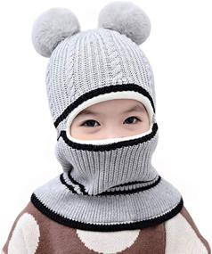 img 1 attached to Stay Warm and Playful with Kacota Winter Knitted Earflap Bear Pink Boys' Accessories for Cold Weather