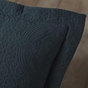 img 2 attached to Luxurious SUPERIOR Jacquard Matelasse Fleur De Lis 100% Cotton 🛏️ Medallion Bedspread Set - King Size, in Captivating Deep Sea Shade