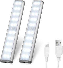 img 4 attached to 🔦 Convenient Motion Sensor Cabinet Lights: USB Rechargeable 20 LED Portable Cordless Closet Lighting ideal for Wardrobe, Cupboard, Stairs - 2 Pack