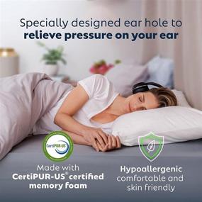 img 2 attached to PureComfort - Pillow with Ear Hole: Alleviate Ear Pain & CNH, Adjustable & CertiPUR-US Memory Foam Fill, 100 Night Trial