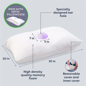 img 3 attached to PureComfort - Pillow with Ear Hole: Alleviate Ear Pain & CNH, Adjustable & CertiPUR-US Memory Foam Fill, 100 Night Trial