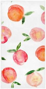 img 4 attached to 🍑 ZZAEO Watercolor Peach Towel - Cute Fruit Hand Towel for Home Bathroom Decor, 30 x 15 inch, Thin & Lightweight