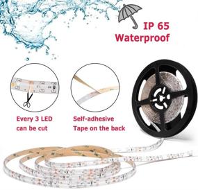 img 2 attached to 💧 Waterproof Red LED Strip Light - 16.4ft/5m, 300 SMD 2835 LEDs, IP65 Water-Resistance - Cuttable LED Tape (No Power Supply/Plug)