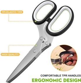 img 1 attached to 2021 Herb Scissors Set: Cutting-edge Kitchen Gadgets for Fresh Garden Herbs - 5-Blade Herb Cutter Shears with Stainless Steel Blades, Cover, and Dishwasher Safe Design (Black-White)