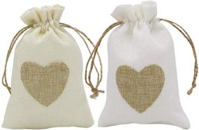 img 4 attached to 20pcs Small Burlap Heart Gift Bags with Drawstring - HRX Package Jute Cloth Favor Pouches for Wedding Shower Party Christmas Valentine's Day DIY Craft (3.9 x 5.7 inches)