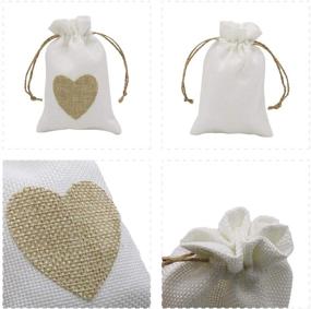 img 3 attached to 20pcs Small Burlap Heart Gift Bags with Drawstring - HRX Package Jute Cloth Favor Pouches for Wedding Shower Party Christmas Valentine's Day DIY Craft (3.9 x 5.7 inches)