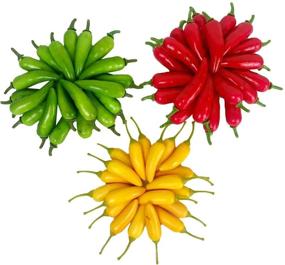 img 4 attached to 🌶️ Lorigun 60Pcs Artificial Little Chili Pepper: Realistic Mini Three-Colour Simulation, Lifelike Fake Vegetable Home Decor - Red, Yellow, Green (20Pcs of Each Color)