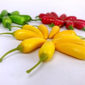 img 1 attached to 🌶️ Lorigun 60Pcs Artificial Little Chili Pepper: Realistic Mini Three-Colour Simulation, Lifelike Fake Vegetable Home Decor - Red, Yellow, Green (20Pcs of Each Color)