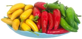 img 3 attached to 🌶️ Lorigun 60Pcs Artificial Little Chili Pepper: Realistic Mini Three-Colour Simulation, Lifelike Fake Vegetable Home Decor - Red, Yellow, Green (20Pcs of Each Color)