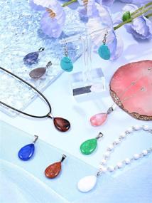 img 1 attached to 💎 Teardrop Stone Pendant Set - 50 Natural Crystal Quartz Stone Charms in Teardrop Shape Necklace Pendant, Healing Crystal Gemstone Charms with 50 Faux Leather Cords - Ideal for Women and Girls, Chakra Stone Jewelry