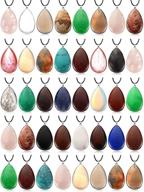 💎 teardrop stone pendant set - 50 natural crystal quartz stone charms in teardrop shape necklace pendant, healing crystal gemstone charms with 50 faux leather cords - ideal for women and girls, chakra stone jewelry logo