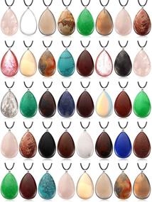 img 4 attached to 💎 Teardrop Stone Pendant Set - 50 Natural Crystal Quartz Stone Charms in Teardrop Shape Necklace Pendant, Healing Crystal Gemstone Charms with 50 Faux Leather Cords - Ideal for Women and Girls, Chakra Stone Jewelry