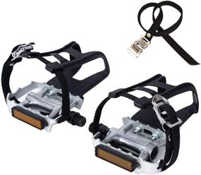 img 4 attached to NEWSTY Bike Pedals with Clips and Straps - Ideal for Outdoor Cycling and Indoor Stationary Bikes - 9/16-Inch Spindle Resin/Alloy Bicycle Pedals