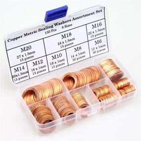 img 3 attached to 🔩 150Pcs DYWISHKEY Copper Metric Sealing Washers Set: 8 Sizes - High-Quality Assortment