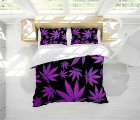 img 2 attached to 🌿 Feelyou Marijuana Leaf Queen Size Comforter Set - Elegant Black Purple Botanical Bedding for Cannabis Enthusiasts - Luxury 3Pcs Quilt Set for Kids, Men, Women, Adults - Stylish Hemp Room Decor