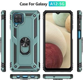 img 3 attached to 📱 YZOK Galaxy A12 Case with HD Screen Protector - Military Grade Hybrid Hard PC Soft TPU Protective Case in Dark Green with Ring Car Mount Kickstand - Shockproof Samsung A12 Case