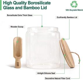 img 3 attached to 🍯 1 Gallon Glass Jar with Bamboo Lid - Airtight Food Storage Container Set for Flour & Pantry Items