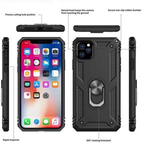 img 2 attached to 📱 LeYi iPhone 11 Pro Max Case with Tempered Glass Screen Protector [2 Pack], Military-Grade Phone Cover with Ring Kickstand for Apple iPhone 11 Pro Max 6.5 inch, Black