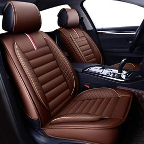 img 3 attached to OASIS AUTO OS-001 Leather Car Seat Covers Interior Accessories for Covers