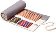 🖍️ grey canvas pencil roll wrap with 36 holes - multiuse large capacity pen curtain for coloring pencils - handmade pencil holder organizer logo