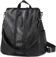 stylish anti-theft faux leather backpack purse for women by vaschy with vintage weave - fashionable and functional! logo