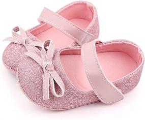 img 1 attached to 👶 Lidiano Baby Girls Bowknot Sequins Bling Anti-Slip Mary Jane Flat Crib Shoes + Headband Combo