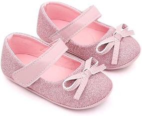 img 3 attached to 👶 Lidiano Baby Girls Bowknot Sequins Bling Anti-Slip Mary Jane Flat Crib Shoes + Headband Combo