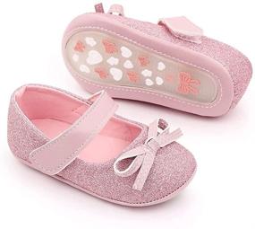 img 2 attached to 👶 Lidiano Baby Girls Bowknot Sequins Bling Anti-Slip Mary Jane Flat Crib Shoes + Headband Combo