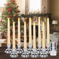 🕯️ raycare pack of 9 led window candles with remote timer: flameless taper candles for a warm white flickering ambiance, battery-operated, 7.9 inches with holders логотип