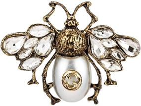 img 2 attached to 🐝 White and Gold Power Dressing Bee with Swarovski Detailing Brooch - Exquisite Knighthood Collection