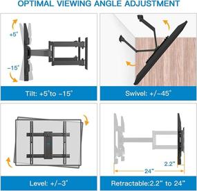 img 3 attached to Premium Full Motion Corner TV Wall Mount - Tilts, Swivels, & Extends - Holds 26-55 📺 inch LED/LCD Flat Curved Screen TVs up to 99 lbs - VESA 400x400 - Heavy Duty Bracket PSCMF1