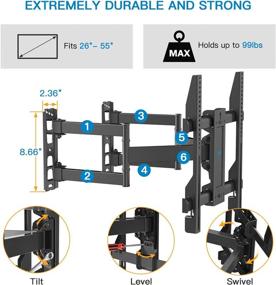 img 2 attached to Premium Full Motion Corner TV Wall Mount - Tilts, Swivels, & Extends - Holds 26-55 📺 inch LED/LCD Flat Curved Screen TVs up to 99 lbs - VESA 400x400 - Heavy Duty Bracket PSCMF1