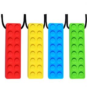 img 4 attached to Sensory Chew Necklace Bundle for Kids: Teething, ADHD, Autism & Biting Relief - Food Grade Silicone Oral Motor Chewy Teether - 4PCS Set for Boys & Girls