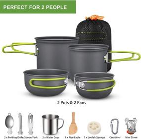 img 1 attached to G4Free Camping Cookware Mess Kit - 19 Piece Hiking Backpacking Picnic Cooking Bowl Non Stick Pot Pan Knife Spoon Set (Green) - Enhanced SEO