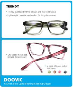 img 2 attached to 👓 4-Pack DOOViC Stylish Striped Computer Reading Glasses with Blue Light Blocking, Spring Hinge, and Anti-Eyestrain Technology for Women - 1.50 Strength