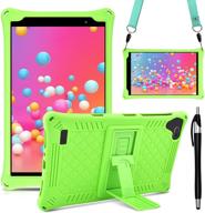 detuosi 8 inch silicone case for samsung galaxy tab a 8.0 2019, teclast p80x/p80h - green (sm-t290/t295/t297) - with strap & tablet stylus pen - protective cover for kids logo