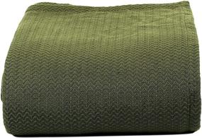 img 3 attached to 🛌 Cotton Queen Throw Blanket in Herringbone SAGE - Soft, Thermal, and Breathable Bed Blanket | Light Weight Blanket for Bed | Size: 90"X90