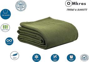 img 1 attached to 🛌 Cotton Queen Throw Blanket in Herringbone SAGE - Soft, Thermal, and Breathable Bed Blanket | Light Weight Blanket for Bed | Size: 90"X90