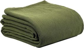 img 2 attached to 🛌 Cotton Queen Throw Blanket in Herringbone SAGE - Soft, Thermal, and Breathable Bed Blanket | Light Weight Blanket for Bed | Size: 90"X90