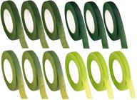 🌿 floral tape - 12-pack florist tape, green adhesive for bouquet wrapping, floral arrangement and crafts, 0.47" x 30 yards, 4 green shades logo